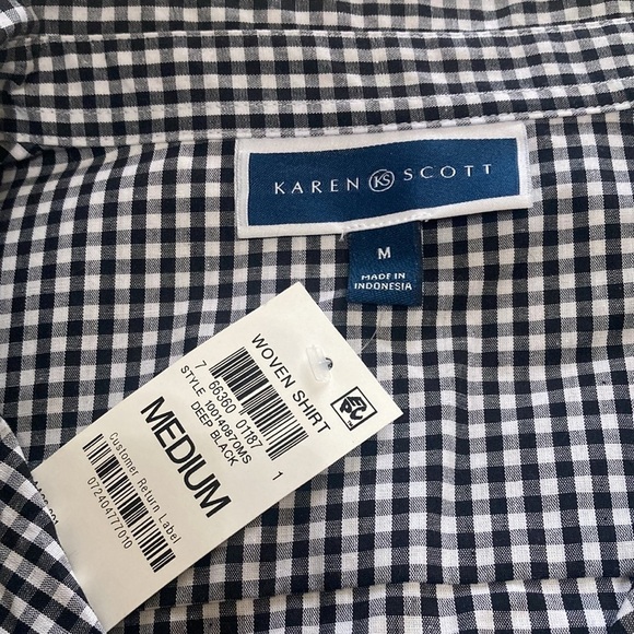 Karen Scott black and white check blouse size M - Picture 2 of 7